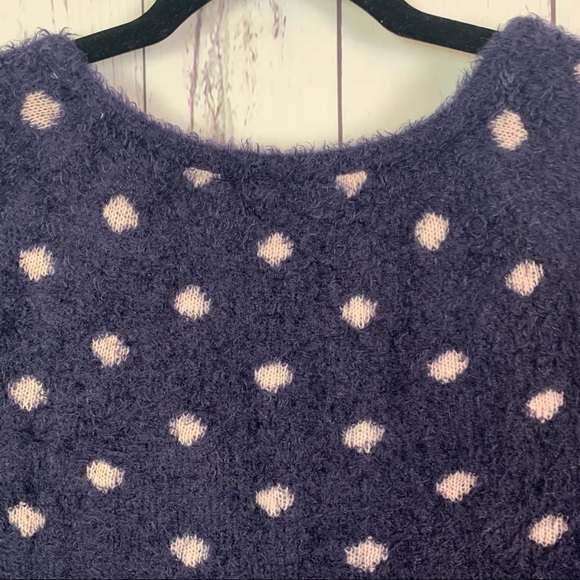 Anthropologie Moth | navy polka dot fuzzy texture sweater - Picture 8 of 9